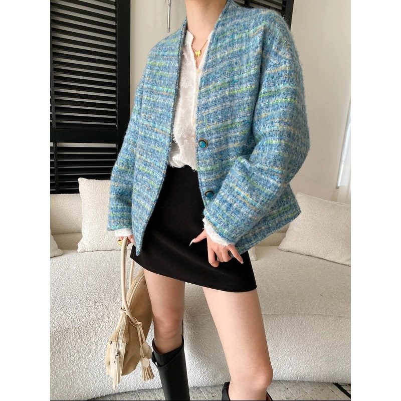 早春新款法式高级感V领廓形羊毛粗花呢小香风外套,女装/女士精品,短外套,淘宝优惠券,粉丝福利购,淘宝优惠卷