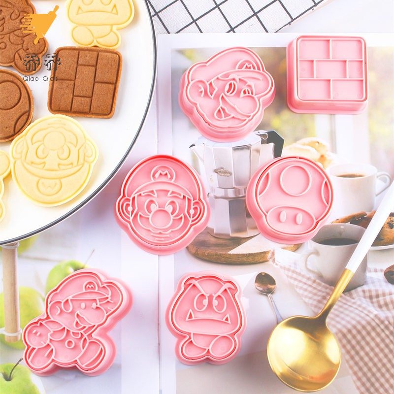 超级玛丽饼干模具烘焙家用糖霜曲奇3d立体卡通按压式橡皮泥磨具