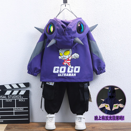 奥特曼衣服男童外套春装冲锋衣