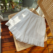 口袋棉布薄款 睡裤 白色安全裤 女可爱甜美宽松纯棉家居裤 女 短裤 夏季