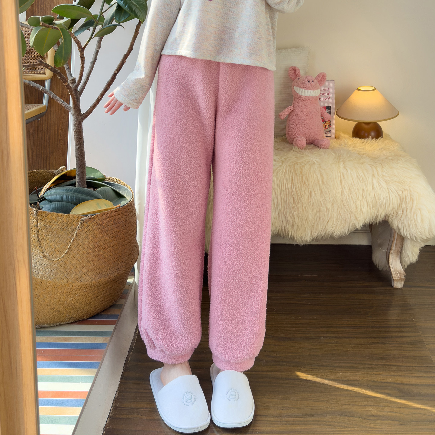 冬季加厚可外穿束脚家居裤女