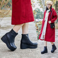 Darling Baby's new winter leather thick-soled ankle boots, women's wedge heels, wool boots, fur and leather boots, cotton boots thumbnail 4