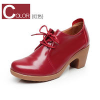 2026 New Spring and Autumn genuine leather single shoes, casual shoes, medium heel, thick heel, lace-up work shoes, large and small sizes, cowhide work shoes thumbnail 4