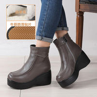 Darling Baby's new winter leather thick-soled ankle boots, women's wedge heels, wool boots, fur and leather boots, cotton boots thumbnail 3