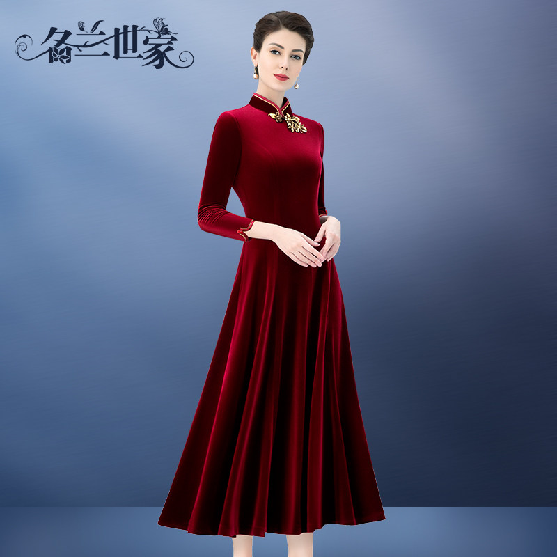 名兰世家结婚妈妈礼服红色中式高贵平时宴会连衣裙喜婆婆婚宴装