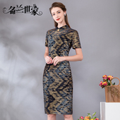 名兰世家改良新中式 旗袍裙日常可穿蕾丝连衣裙礼服微胖遮肚子显瘦