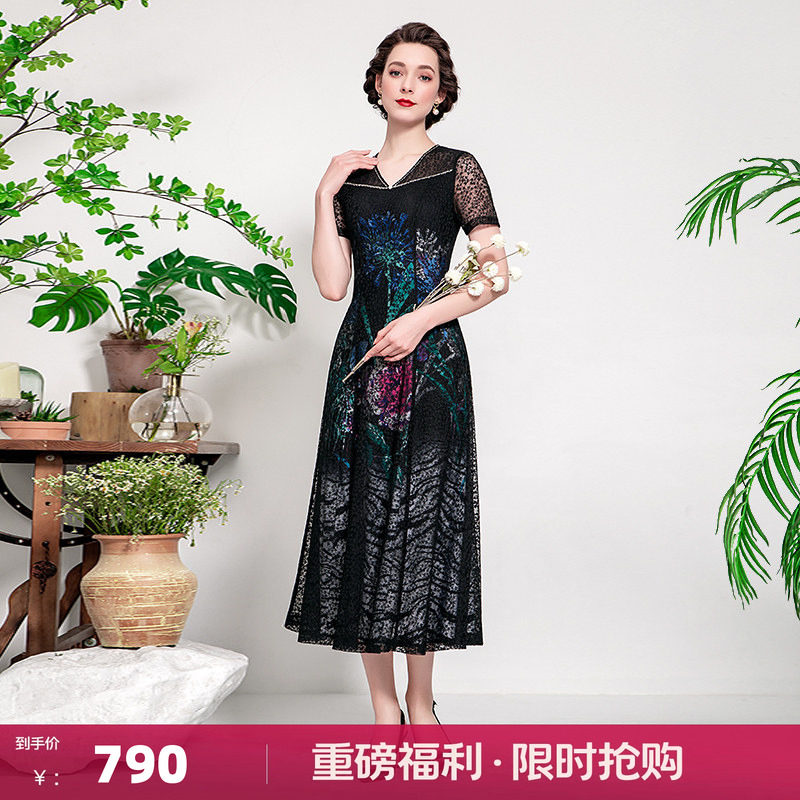 名兰世家印花高端新款连衣裙图片