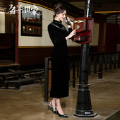 名兰世家新中式 连衣裙 旗袍国风原创日常可穿气质显瘦高端丝绒长袖