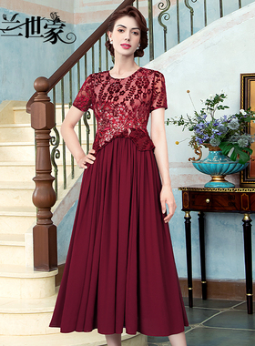 名兰世家妈妈婚宴礼服高端结婚晚装喜婆婆气质修身连衣裙原创设计