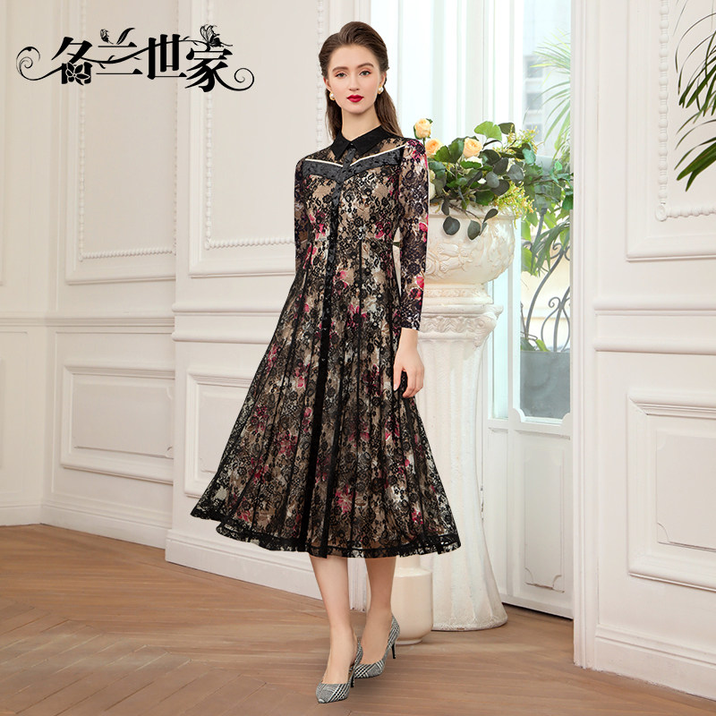 名兰世家高级感蕾丝连衣裙显瘦图片