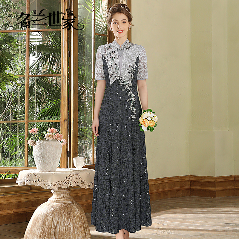 名兰世家轻奢长款礼服连衣裙