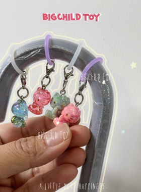 迷你粉色蓝色HelloKitty雨伞扣挂件/4个一起包邮2cm