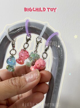 迷你粉色蓝色HelloKitty雨伞扣挂件/4个一起包邮2cm