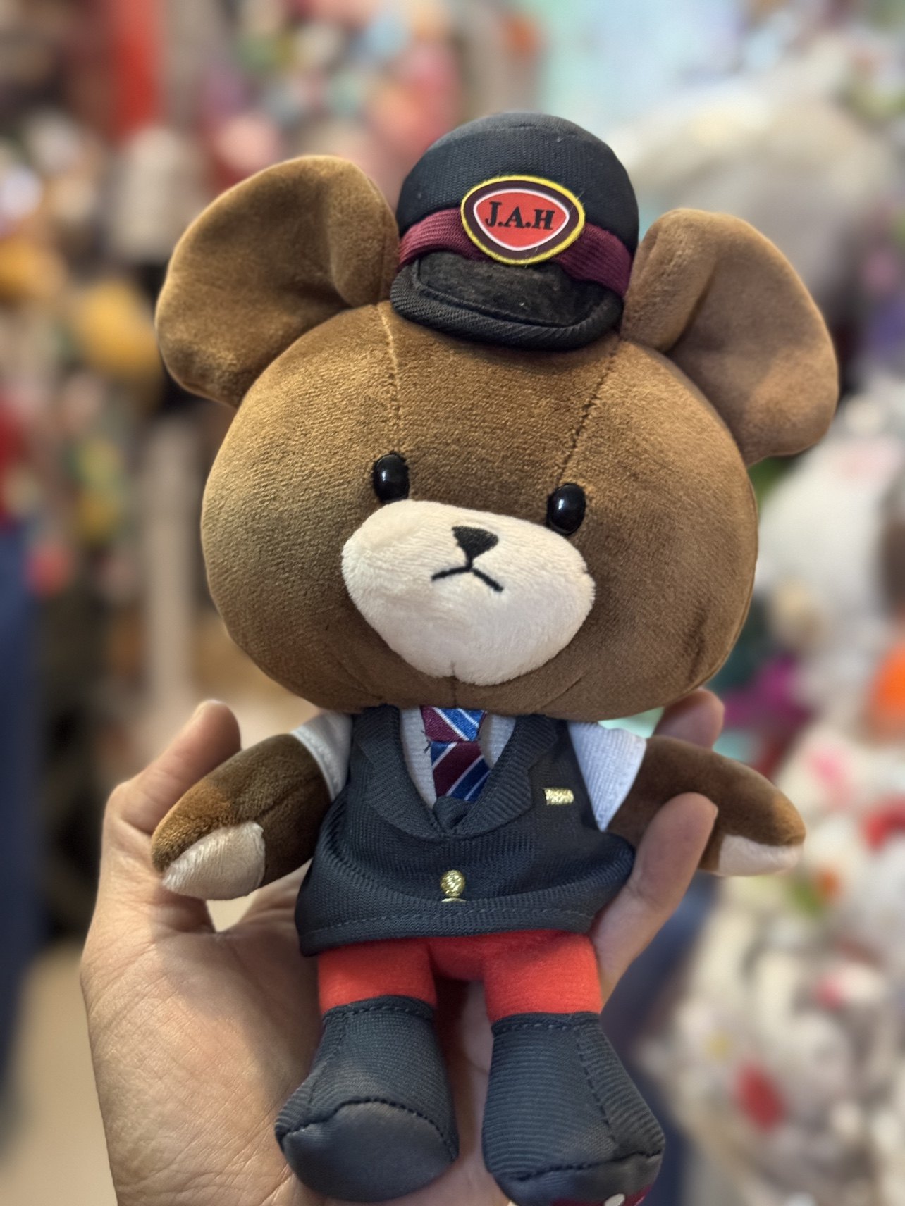 外单火柴熊列车长毛绒玩偶摆件26cm