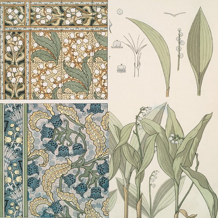 欧美植物花卉纹样花纹背景图案插画手账设计素材高清参考临摹图片