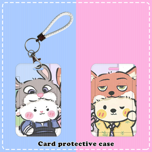 趣味兔子狐狸可爱学生滑盖卡套饭卡公交身份证件保护套校园卡套
