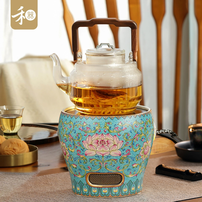 莺歌烧电陶炉禾器玻璃煮茶壶提梁壶雅韵壶蒸煮一体功夫茶器家用
