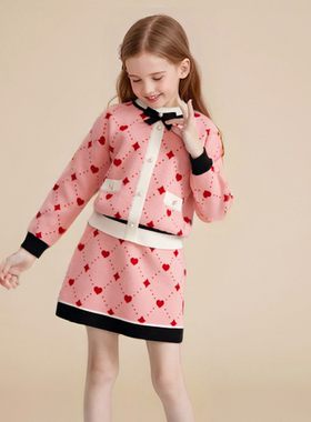 女童套装秋冬装舒适新款韩版外套洋气开衫毛衣中大童针织衫两件套