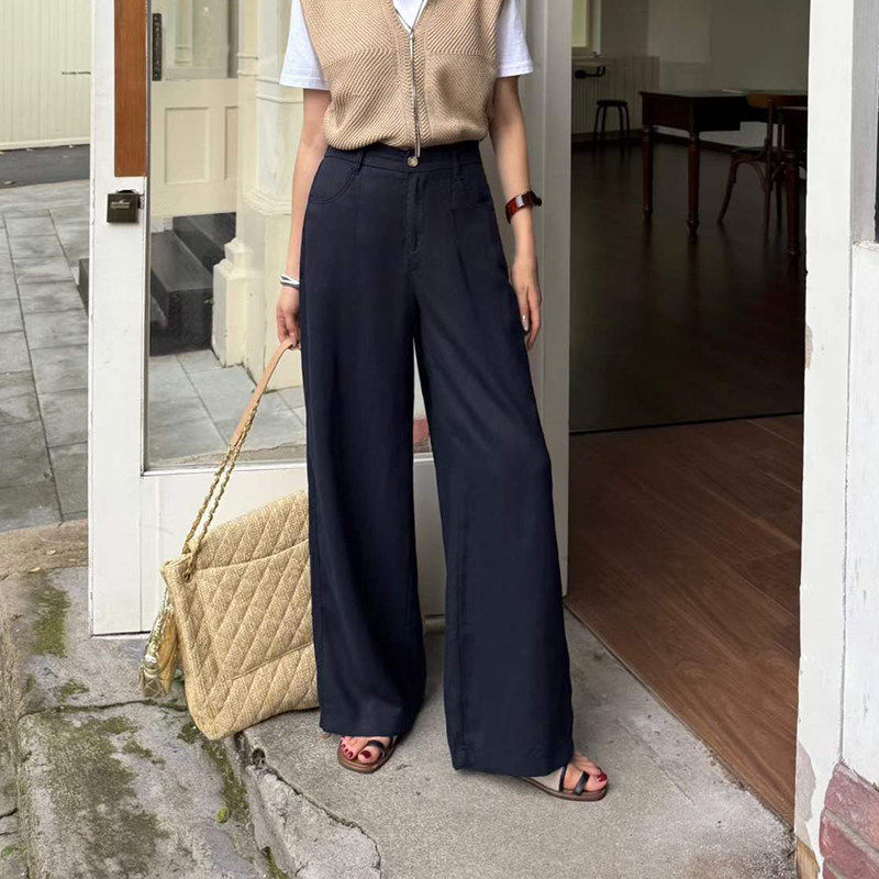 爆犀牛2026夏季新款高腰宽松棉麻垂感阔腿休闲裤女长裤麻料直筒裤
