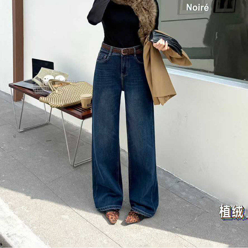爆犀牛2025秋冬新款加绒显瘦阔腿牛仔裤女拖地裤高腰宽松直筒长裤,女装/女士精品,牛仔裤,淘宝优惠券,粉丝福利购,淘宝优惠卷
