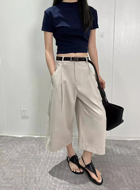 冰丝棉料！韩尚裤业2025夏薄款七分裤女休闲裤慵懒风梨型身材阔腿