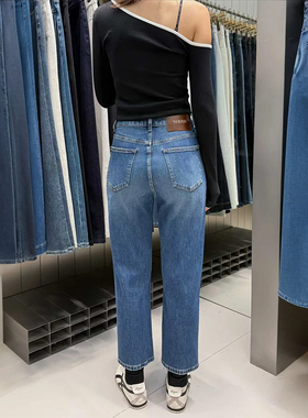 63930【三YI】2025秋季今年流行的法棍裤九分小直筒牛仔裤烟管裤