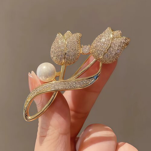 郁金香花朵胸针女高档胸花精致优雅奢华别针高级感西装开衫配饰品