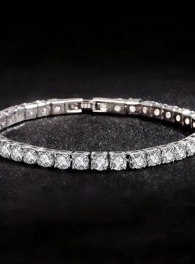 小众冷淡风璀璨闪耀网球银色手链女极细款精质感百搭高级创意手饰