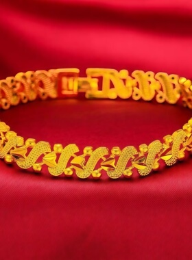 金色S形手链女款金色幸福时尚金色链美观新品潮手串复古气质手饰