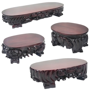 实木加高泰山石底座花盆景鱼缸奇石头可挖槽玉石佛像摆件木托架子