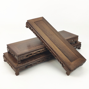 鸡翅木红木雕刻工艺品花瓶奇石花盆景实木托茶壶文玩摆件木头底座