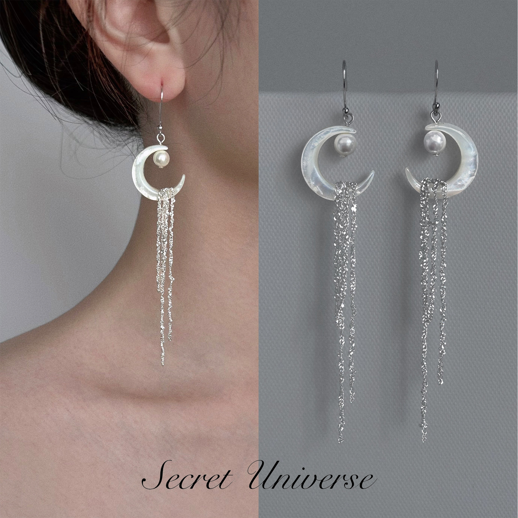 SU浮空岛「月华」小众耳环清冷月亮925纯银耳钉 国风无耳洞耳夹,饰品/流行首饰/时尚饰品新,耳夹,淘宝优惠券,粉丝福利购,淘宝优惠卷