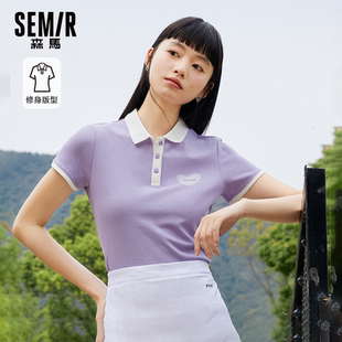 T恤半袖 森马短袖 凉感抗菌少女紫色潮流短款 Polo衫 潮 女甜美风夏季