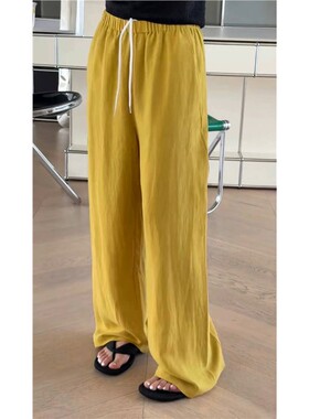 秒发25秋款欧货诗歌兰 52175慵懒温柔简约松紧腰口袋麻料休闲裤女