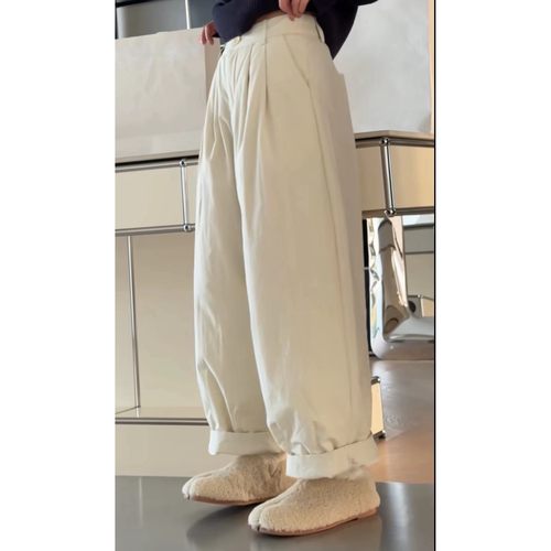 秒发诗歌兰58771风格小众慵懒松紧腰休闲裤九分棉裤女25年冬季新