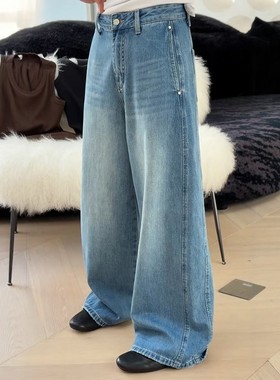 秒发新款诗歌兰53144直筒牛仔裤简约宽松拖地欧货25早秋正品女装