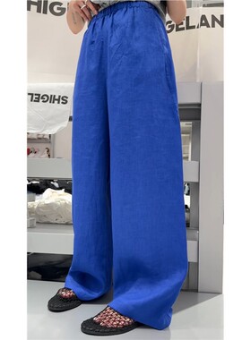 秒发2026春季巨美 诗歌兰52175时髦百搭松紧腰直筒麻料休闲裤女