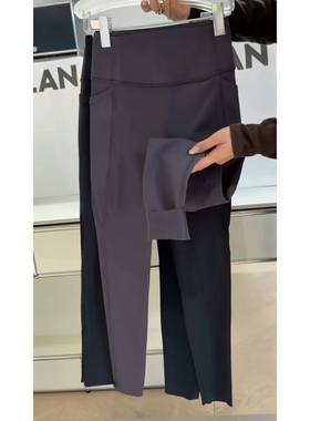 秒发诗歌兰16580运动时尚简约腹字母口袋薄绒瑜伽裤女2025秋冬潮