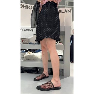 新款 秒发25夏季 诗歌兰821优雅温柔甜美松紧腰木耳边波点半身裙女