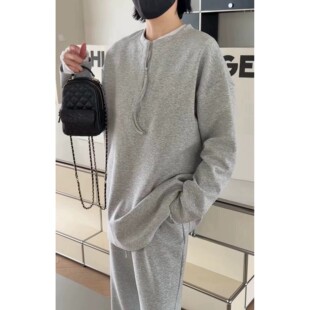 热卖诗歌兰2026春款女装T5897时髦慵懒风简约半拉链卫衣运动套装