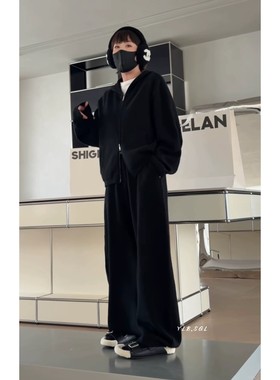 秒发诗歌兰63152休闲慵懒时尚拉链羊毛开衫连帽毛衣女26年早春新