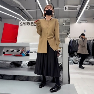 2025早秋新款 秒发诗歌兰女装 8576罗纹T恤半纽扣套头宽松上衣