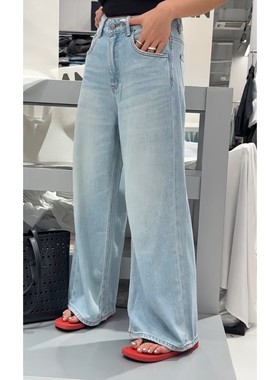 秒发诗歌兰22153时尚百搭浅蓝色薄款直筒显瘦牛仔裤25秋季款女装