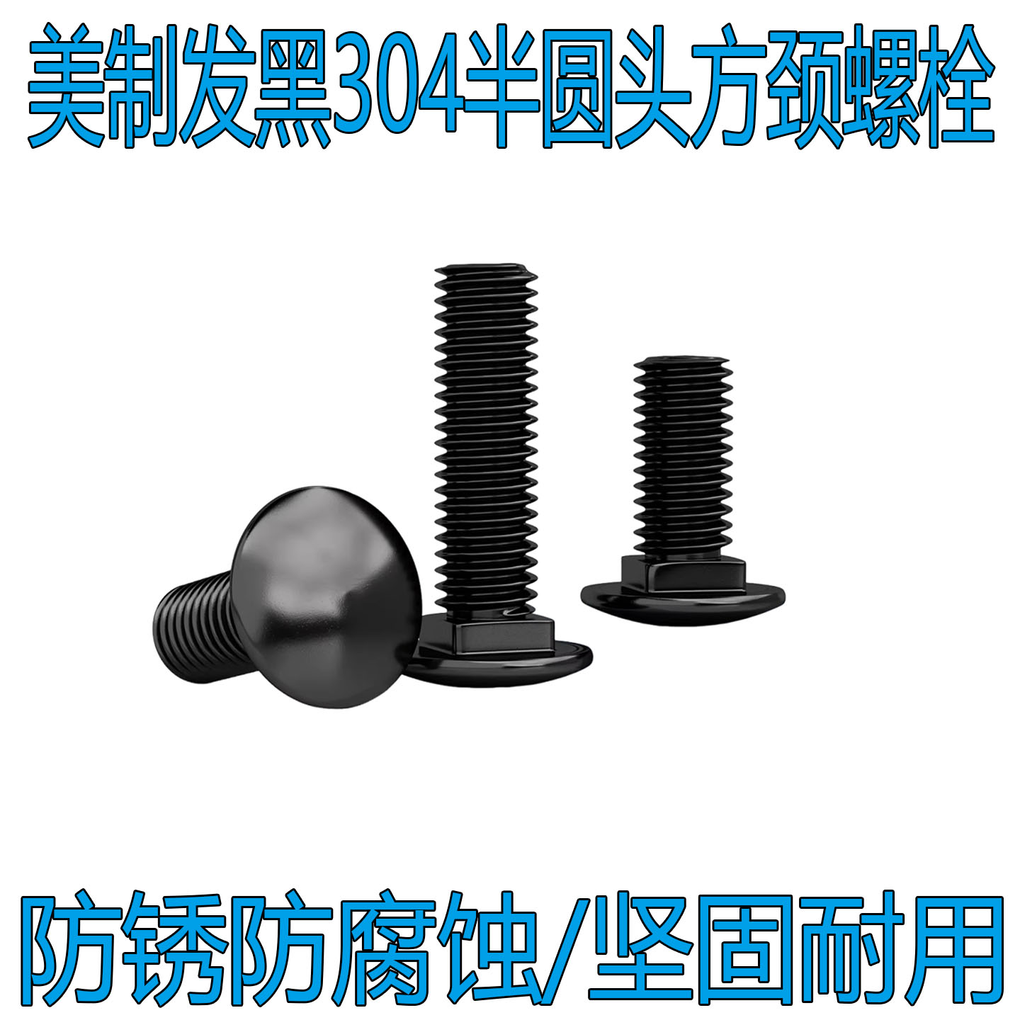 美制黑色304不锈钢小头马车螺栓图片