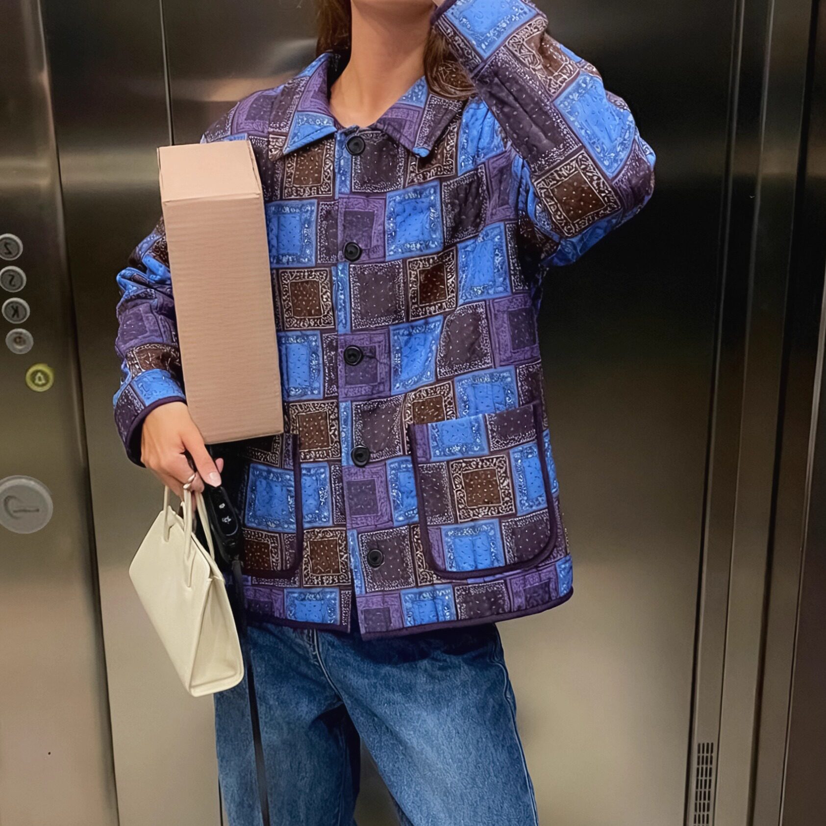 LarvaCosmos｜腰果花拼接棉服外套居家套装秋冬棉衣棉裤