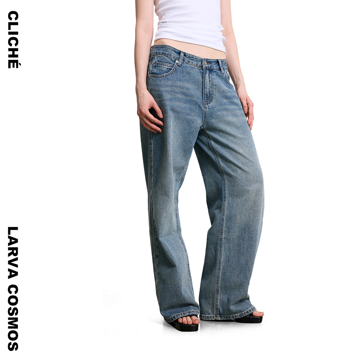 LarvaCosmos | 经典蓝色复古水洗直筒牛仔裤,女装/女士精品,牛仔裤,淘宝优惠券,粉丝福利购,淘宝优惠卷