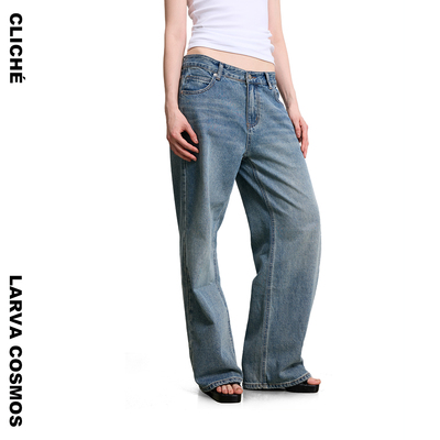 LarvaCosmos | 经典蓝色复古水洗直筒牛仔裤