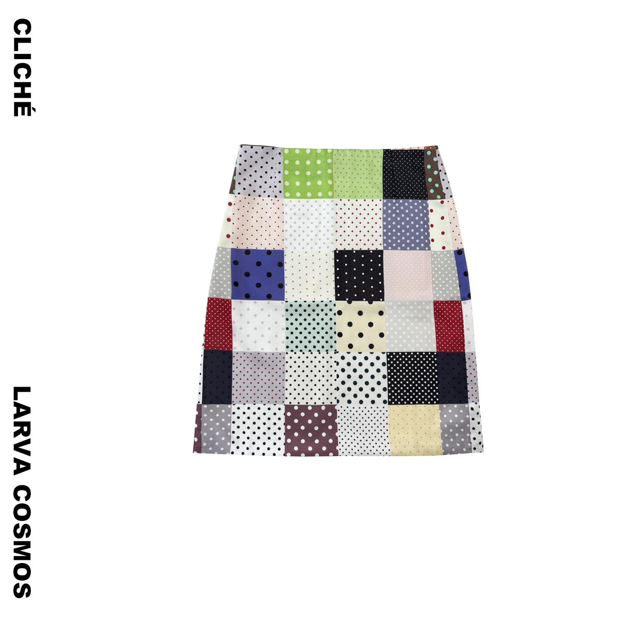 Larva Cosmos ｜波点拼接直筒中裙半裙