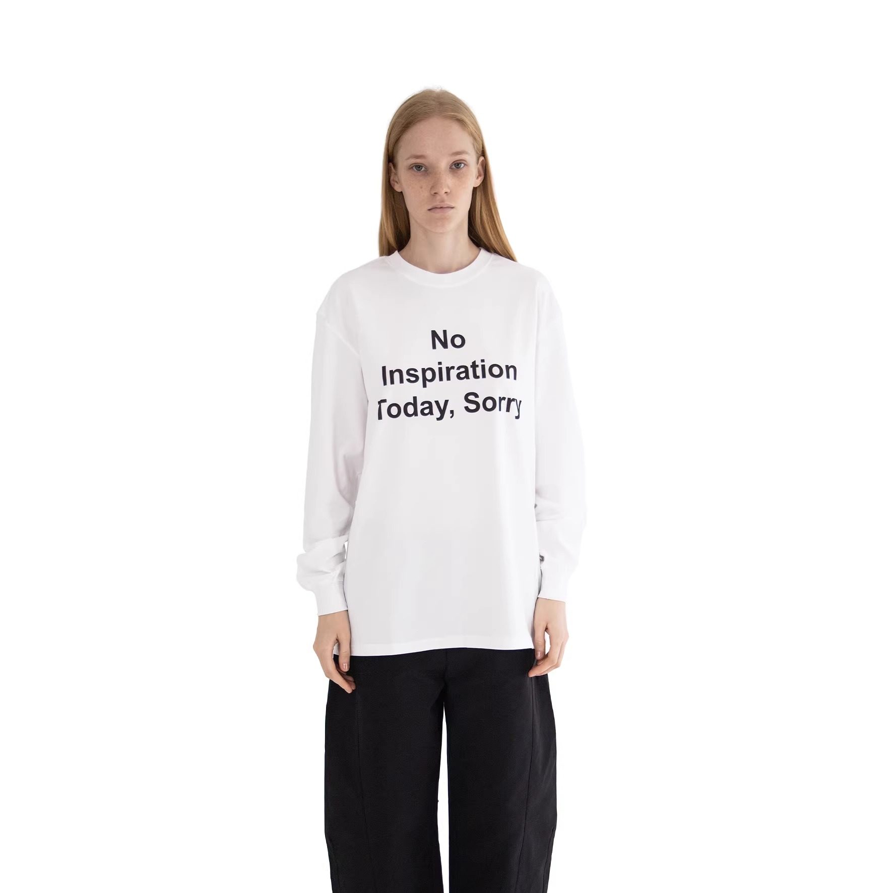 LarvaCosmos｜No Inspiration字母印花长袖T恤