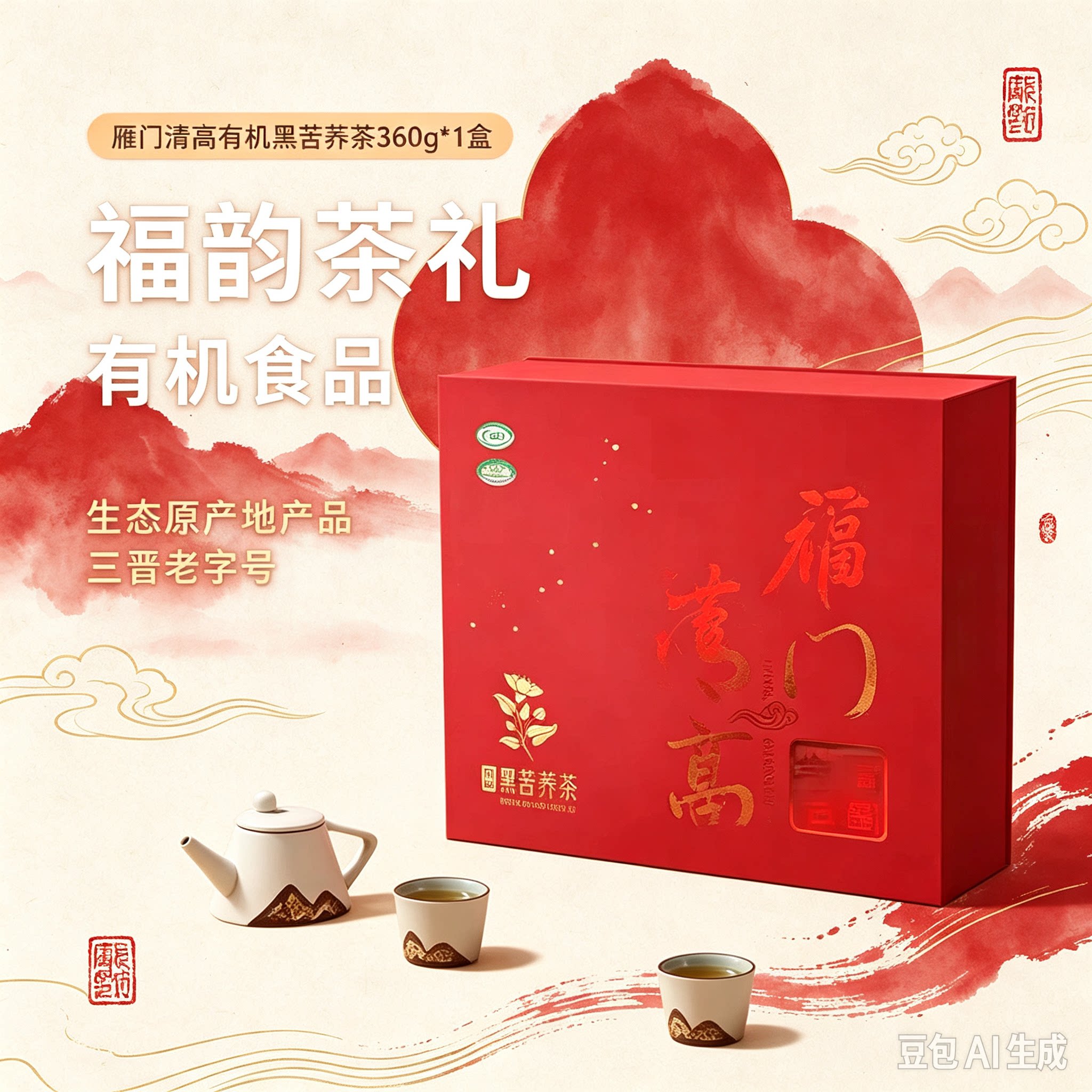 雁门清高有机黑苦荞茶山西特产礼盒荞麦养生茶送长辈中秋节国庆礼
